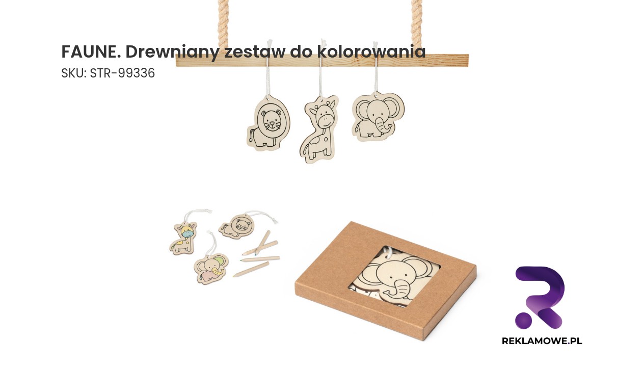 Ekologiczny zestaw do kolorowania FAUNE z drewna