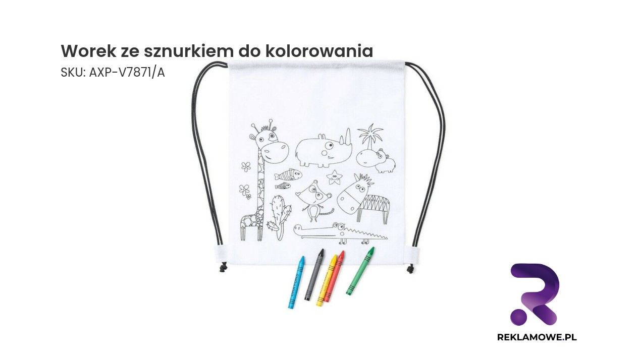 Worek ze sznurkiem do kolorowania z kredkami