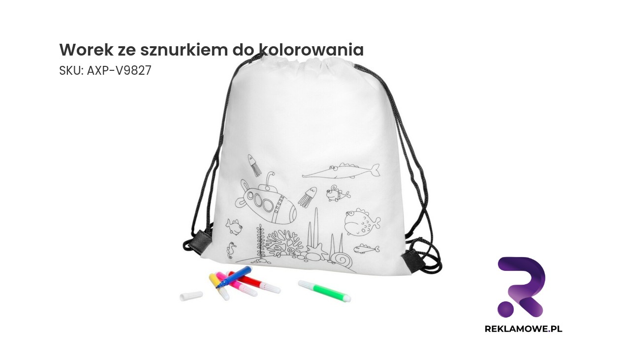 Worek ze sznurkiem do kolorowania – kreatywny plecak do malowania dla dzieci