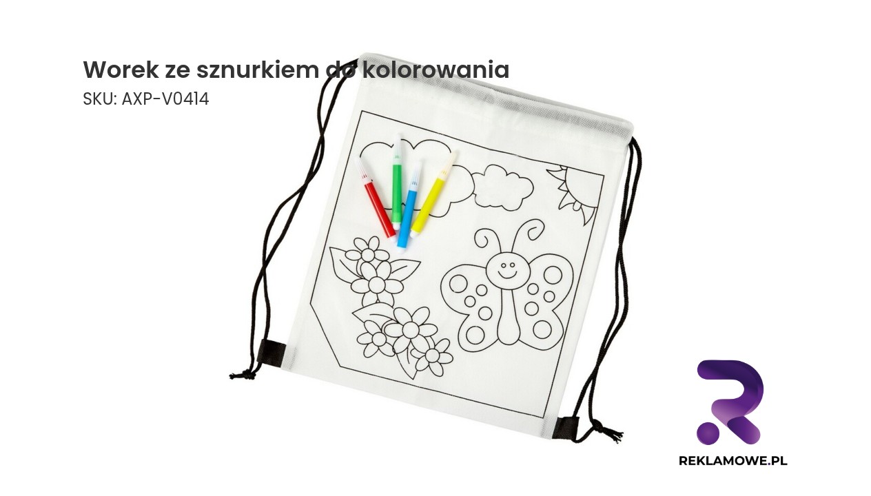 Worek ze sznurkiem do kolorowania - kreatywny worek do samodzielnego ozdabiania