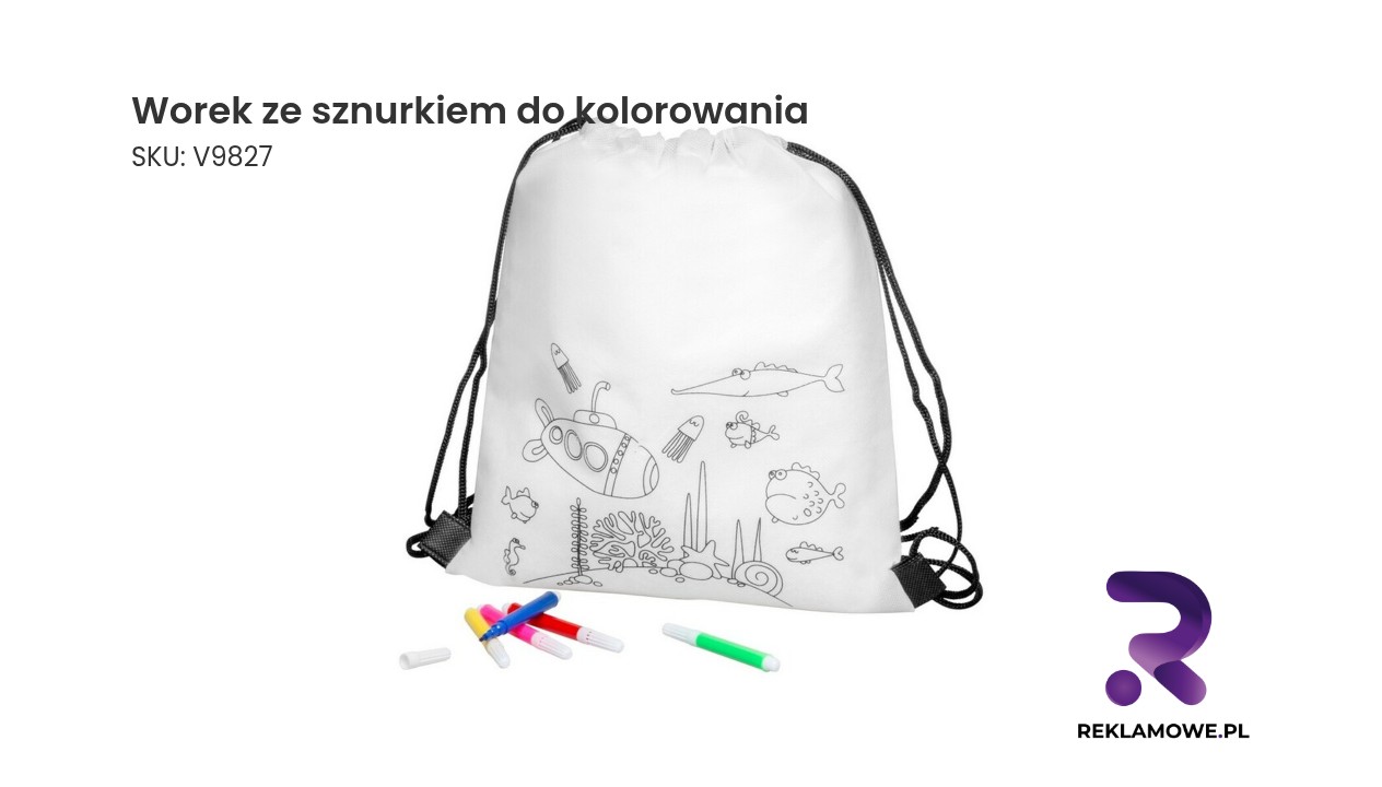 Worek ze sznurkiem do kolorowania dla dzieci
