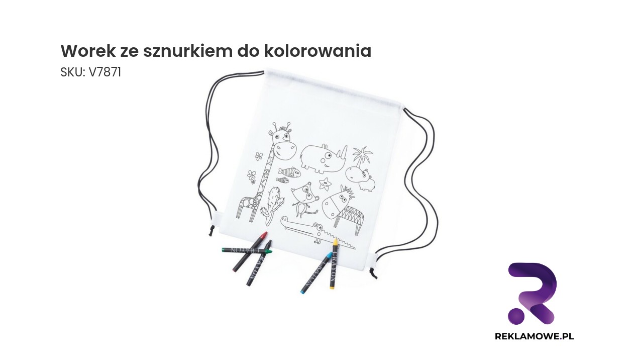 Worek ze sznurkiem i nadrukiem do kolorowania kredek